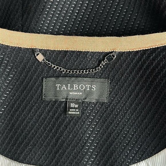 Talbots Black Trench Coat Coatigan Jacket Textured Cotton Blend Lined size 18W - Picture 12 of 14